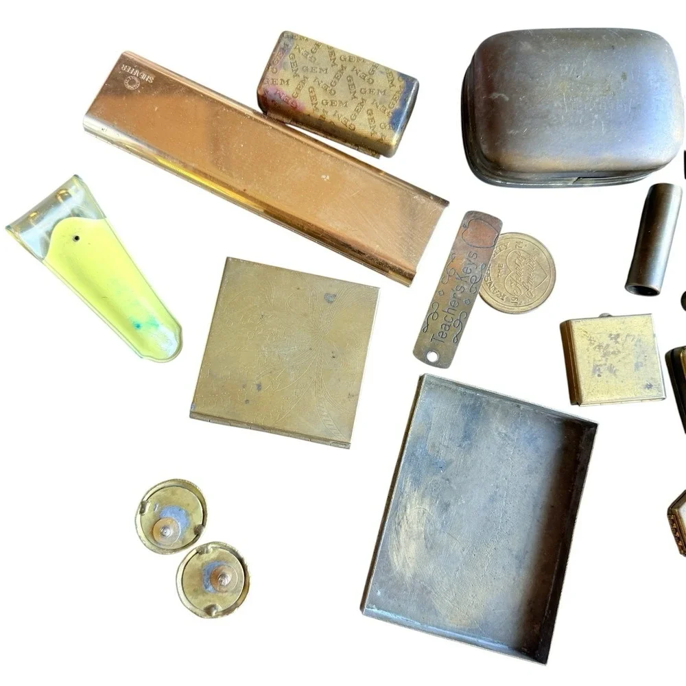 Vintage Brass Metal Cases & Accessories Lot MCM Estate